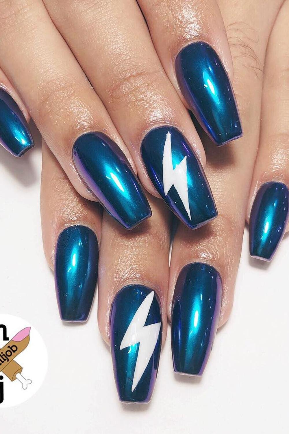 7 - Picture of Blue Chrome Nails