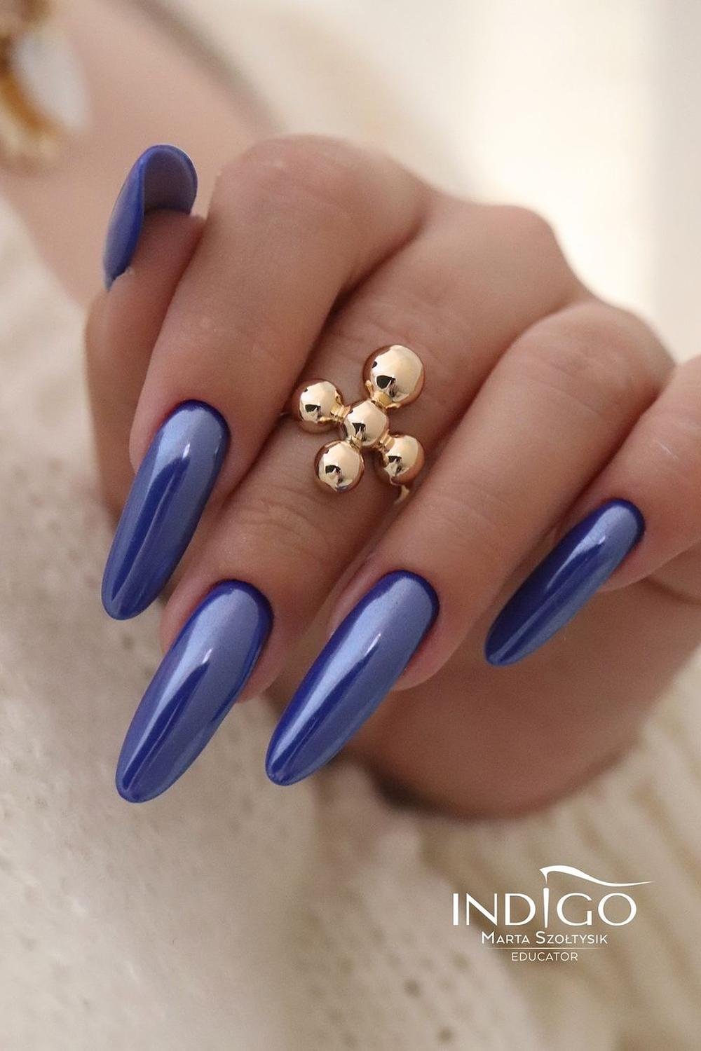 9 - Picture of Blue Chrome Nails