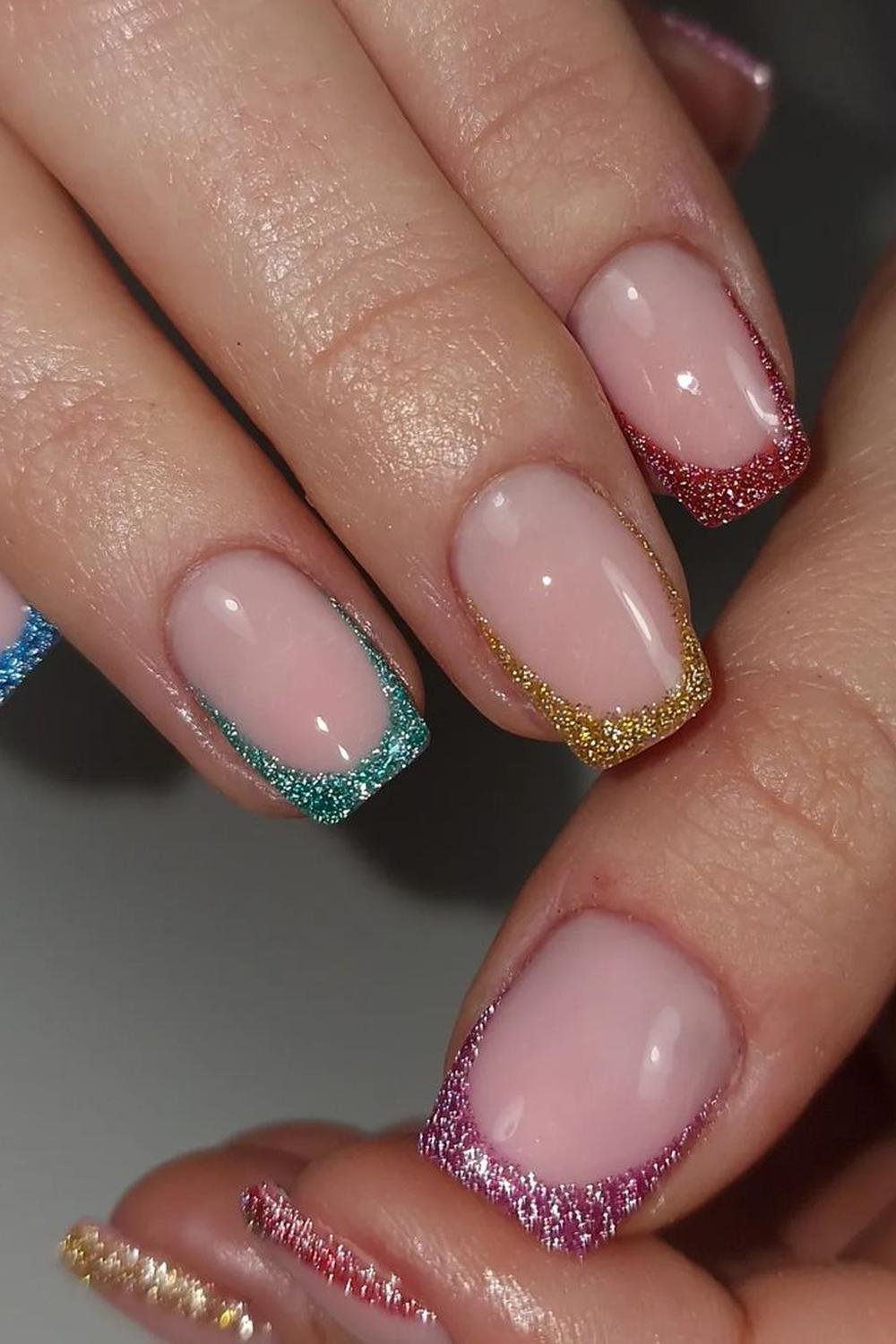 1 - Picture of Glitter French Tip Nails