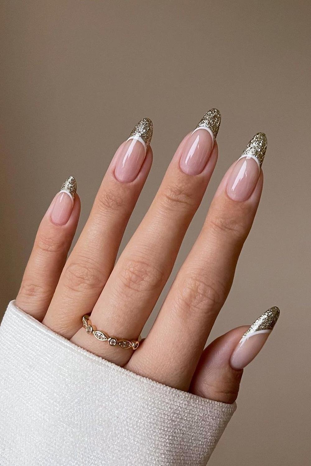 24 - Picture of Glitter French Tip Nails