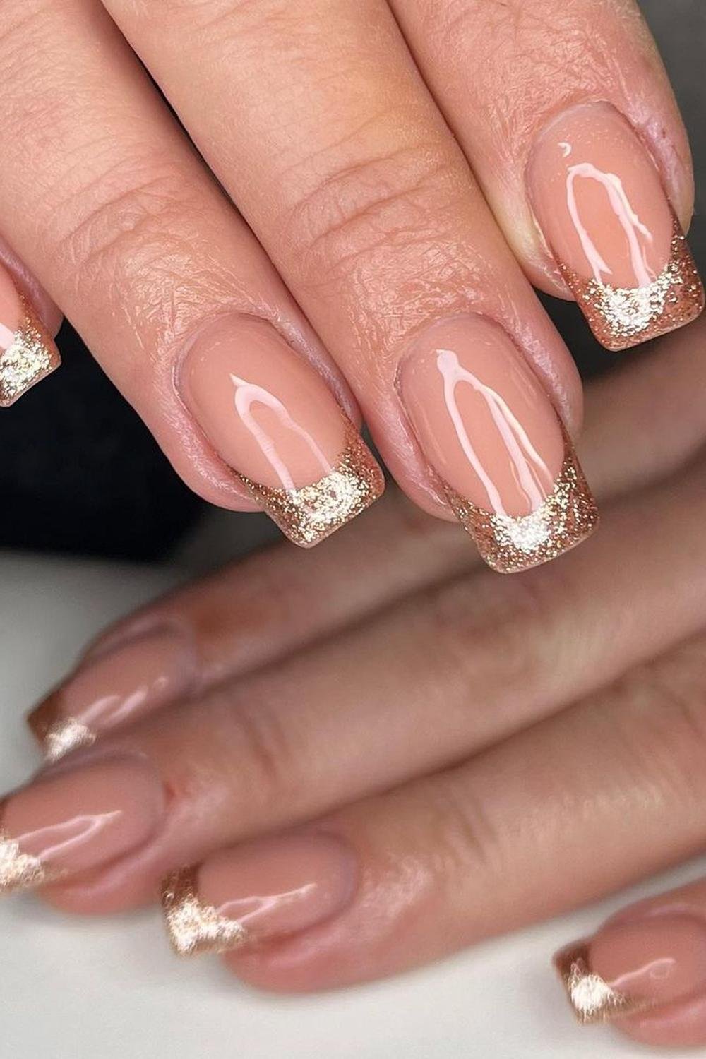 27 - Picture of Glitter French Tip Nails
