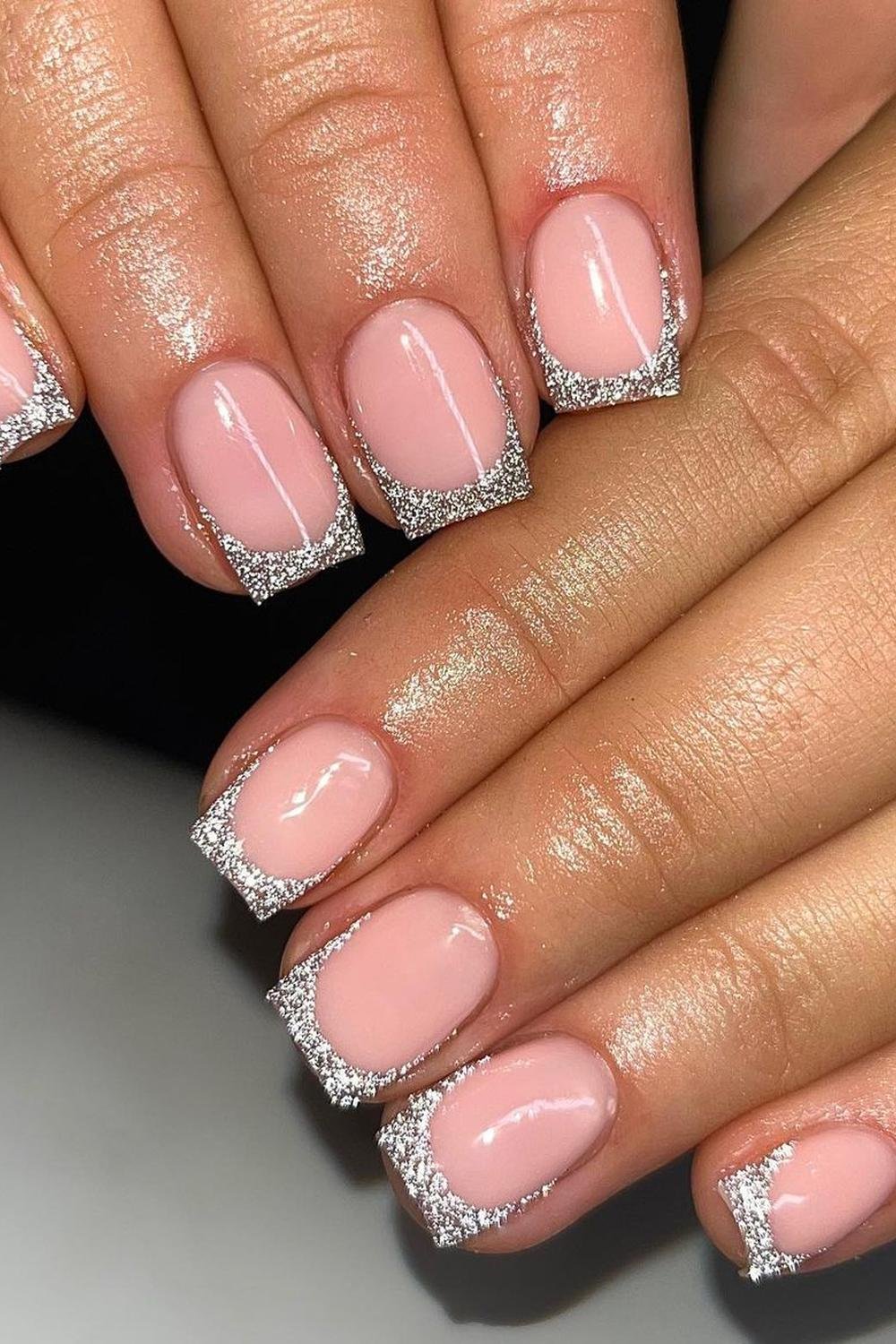 32 - Picture of Glitter French Tip Nails