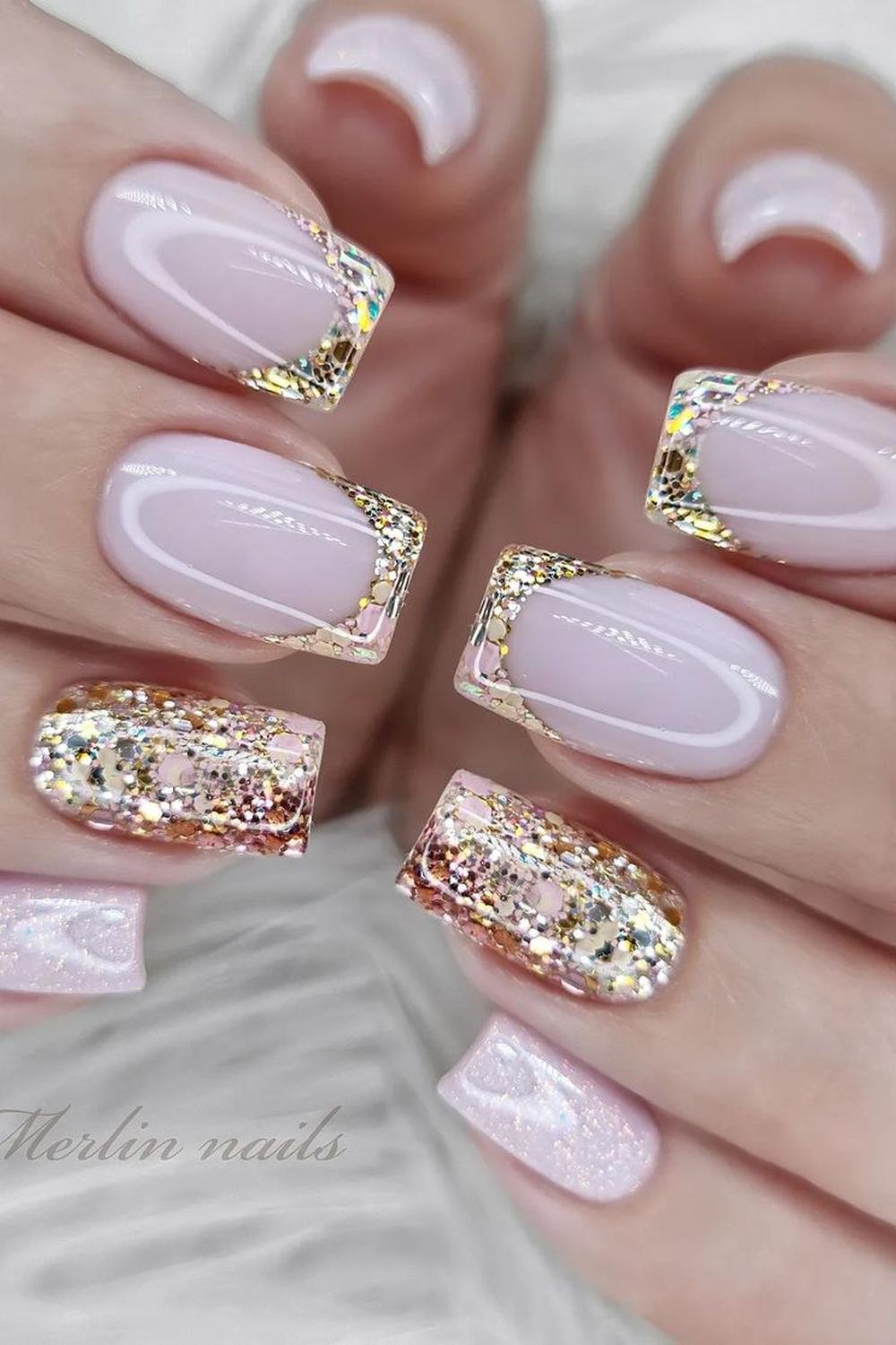 4 - Picture of Glitter French Tip Nails