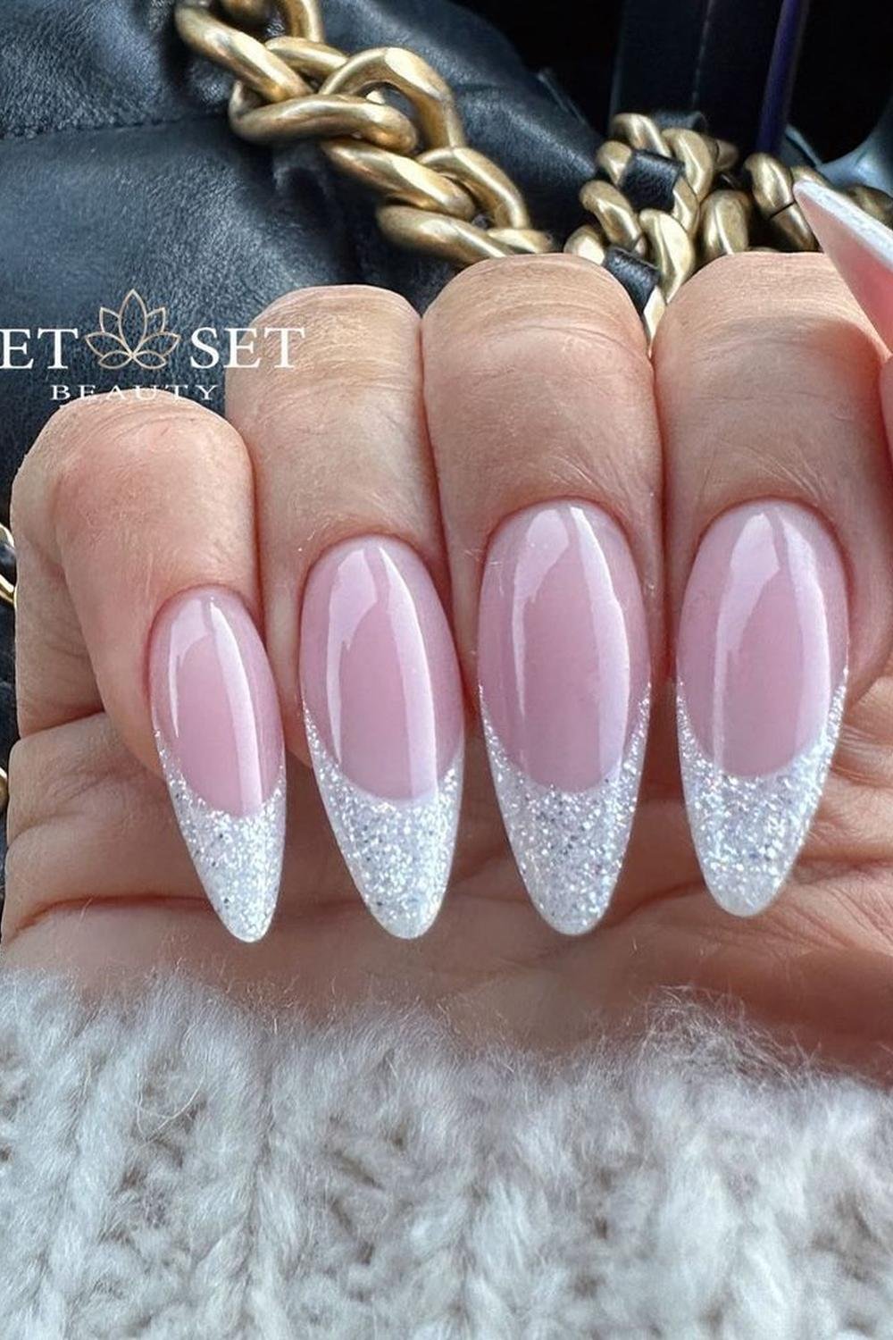 6 - Picture of Glitter French Tip Nails