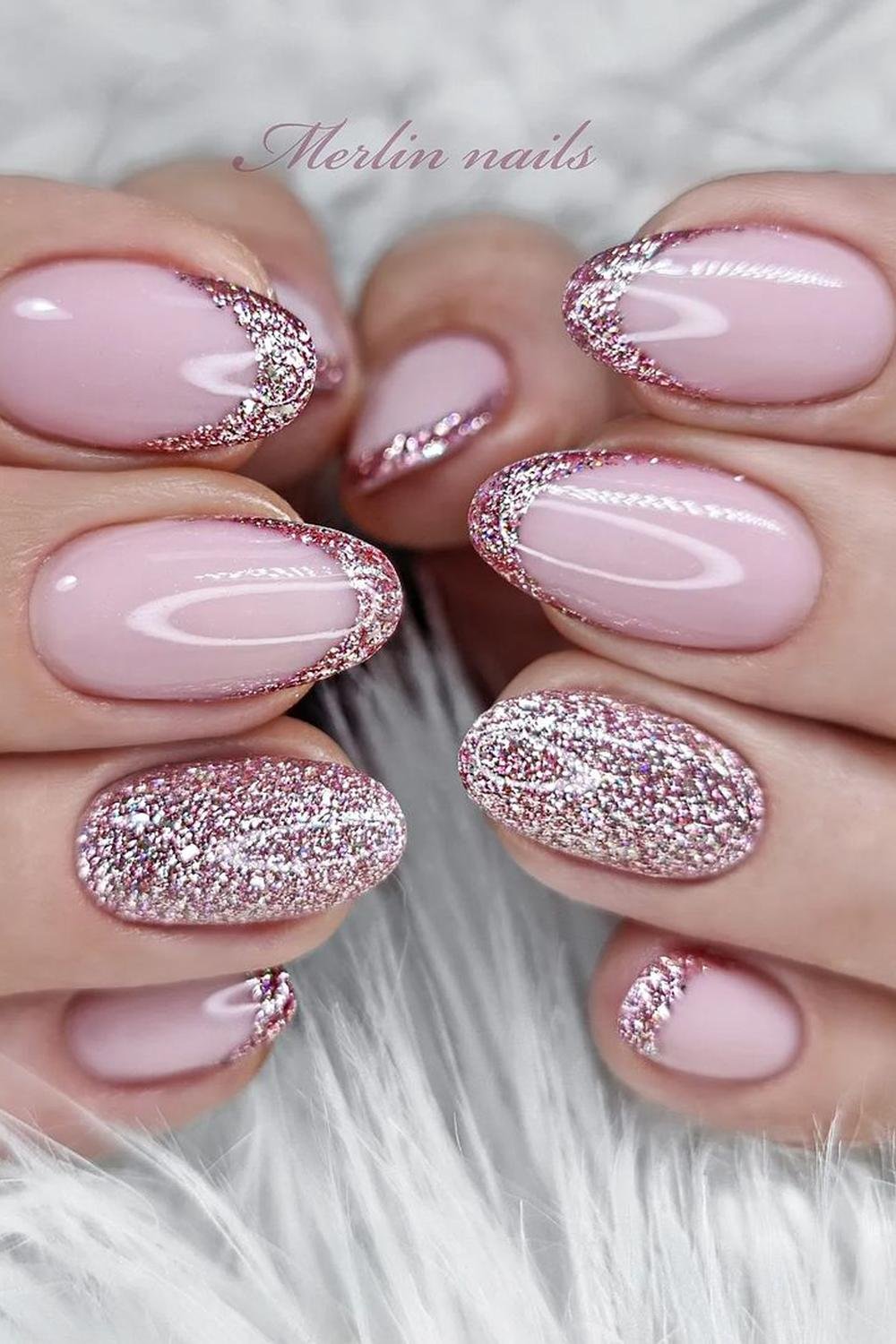 8 - Picture of Glitter French Tip Nails