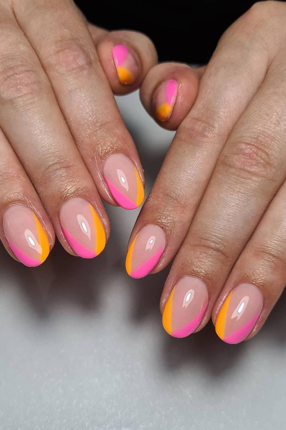 1 - Picture of Pink and Orange Nails
