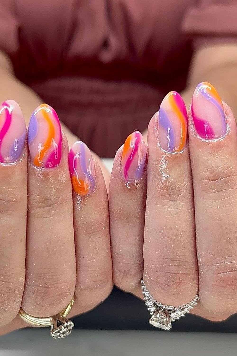 11 - Picture of Pink and Orange Nails