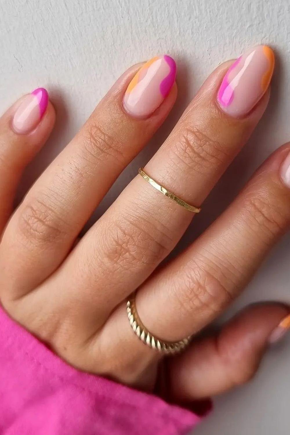14 - Picture of Pink and Orange Nails
