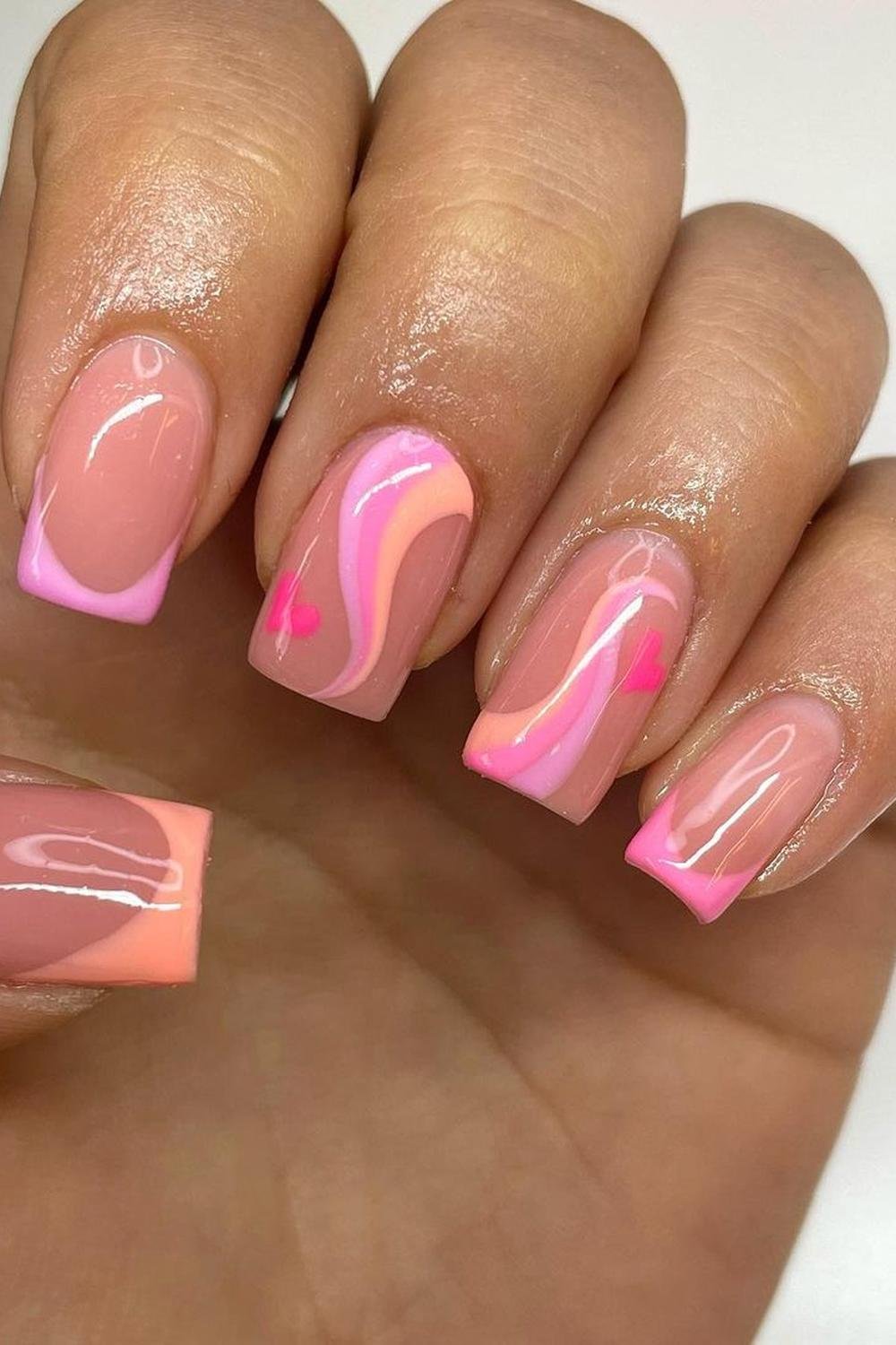 15 - Picture of Pink and Orange Nails