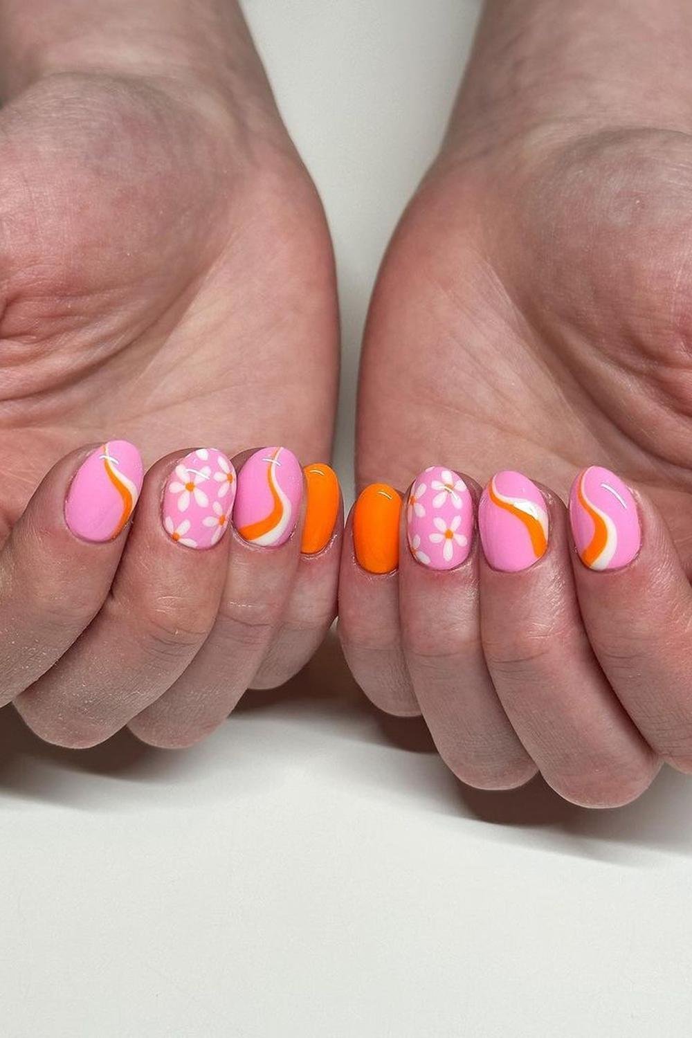 18 - Picture of Pink and Orange Nails