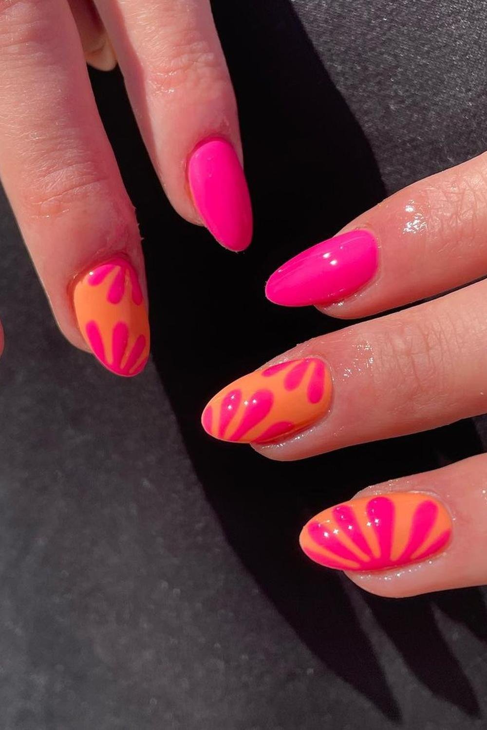 19 - Picture of Pink and Orange Nails