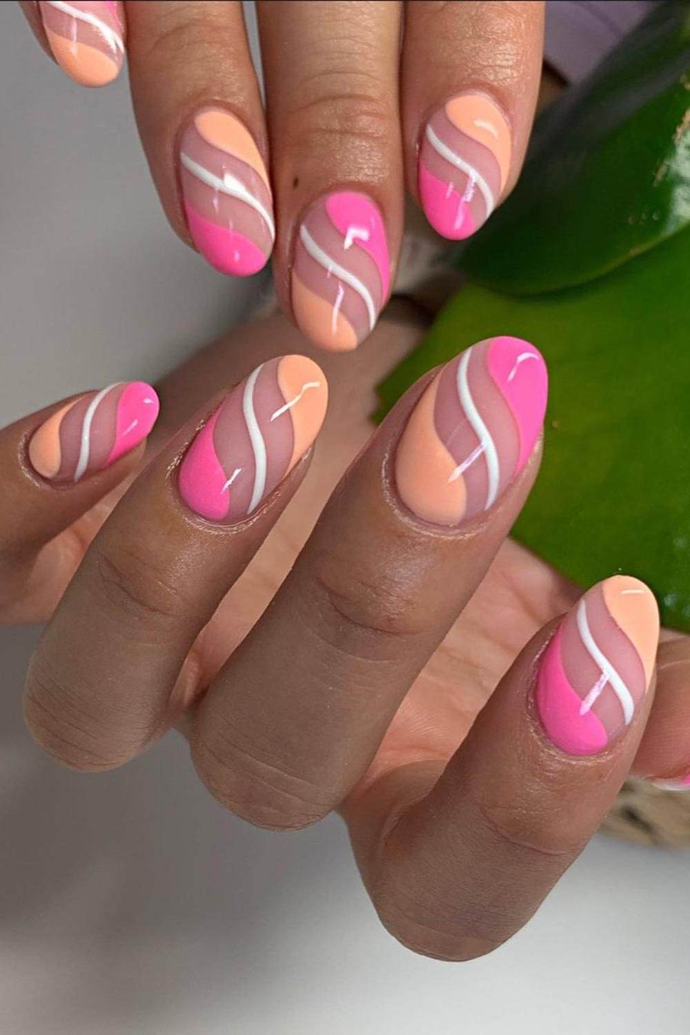 20 - Picture of Pink and Orange Nails