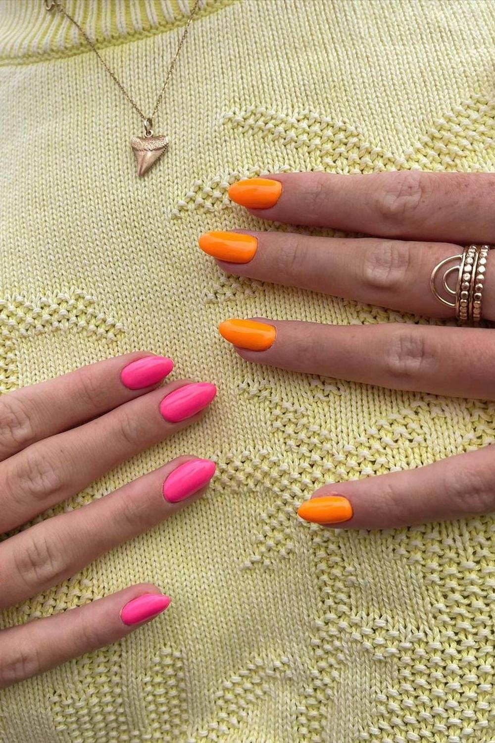 24 - Picture of Pink and Orange Nails