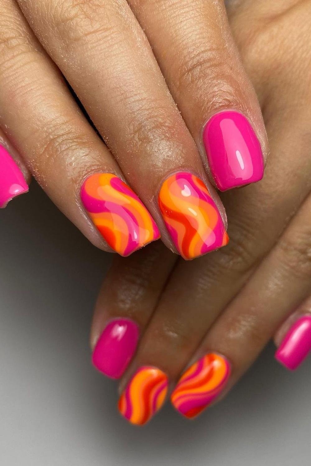 25 - Picture of Pink and Orange Nails