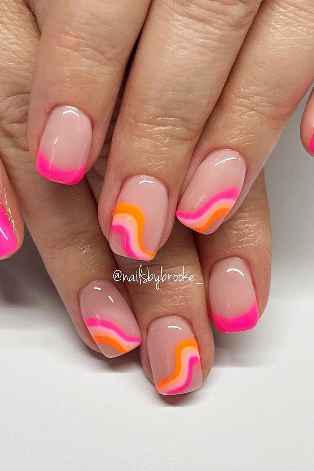 26 - Picture of Pink and Orange Nails
