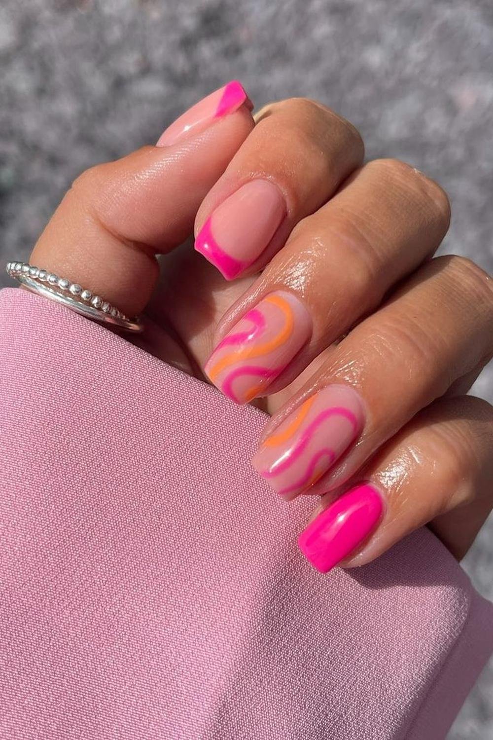 27 - Picture of Pink and Orange Nails