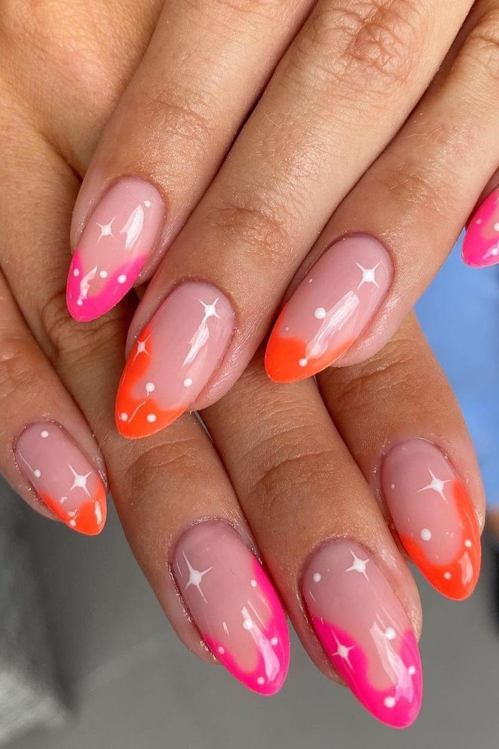 28 - Picture of Pink and Orange Nails