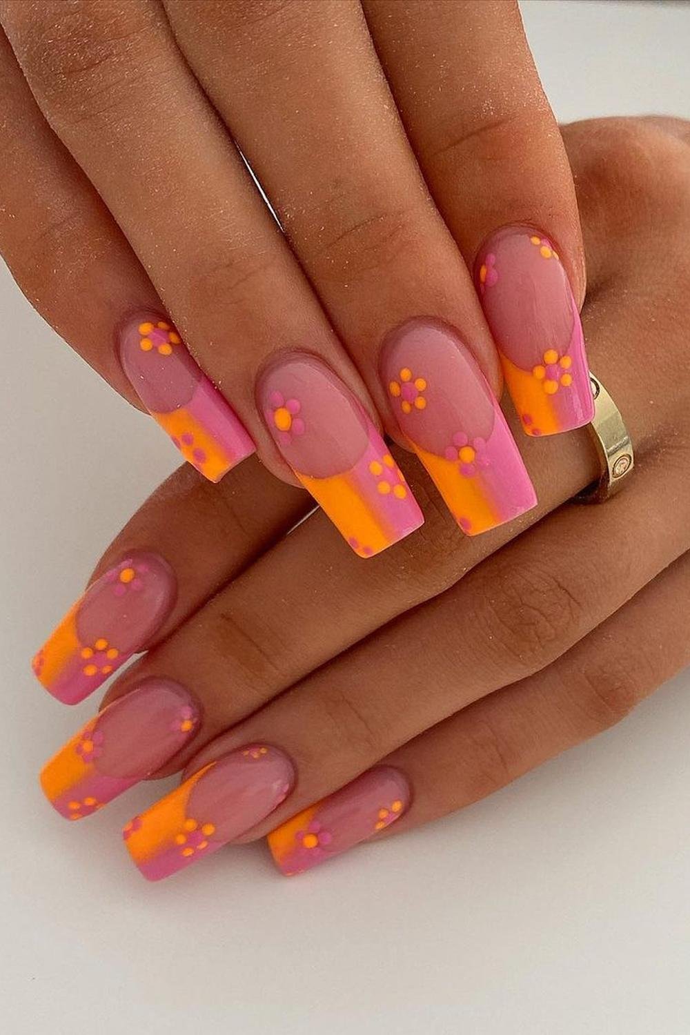3 - Picture of Pink and Orange Nails