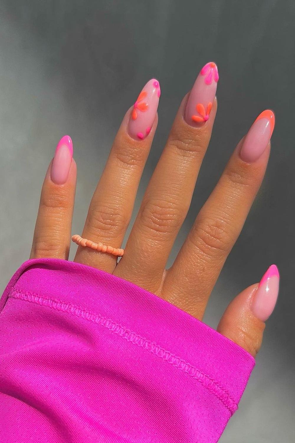31 - Picture of Pink and Orange Nails