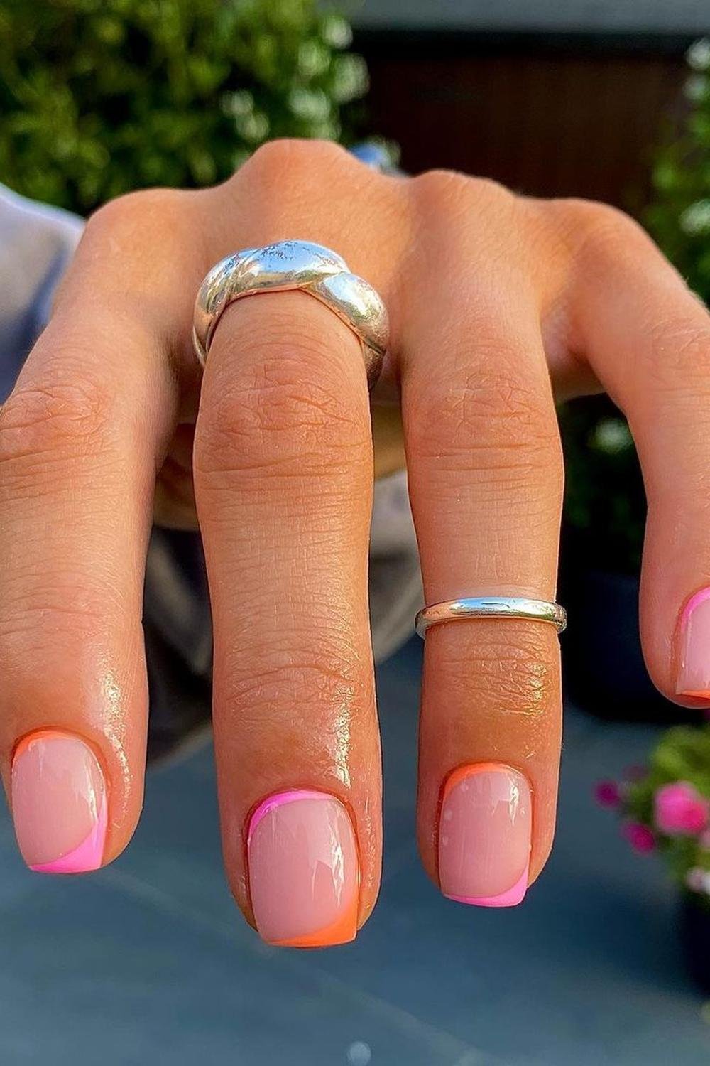 32 - Picture of Pink and Orange Nails