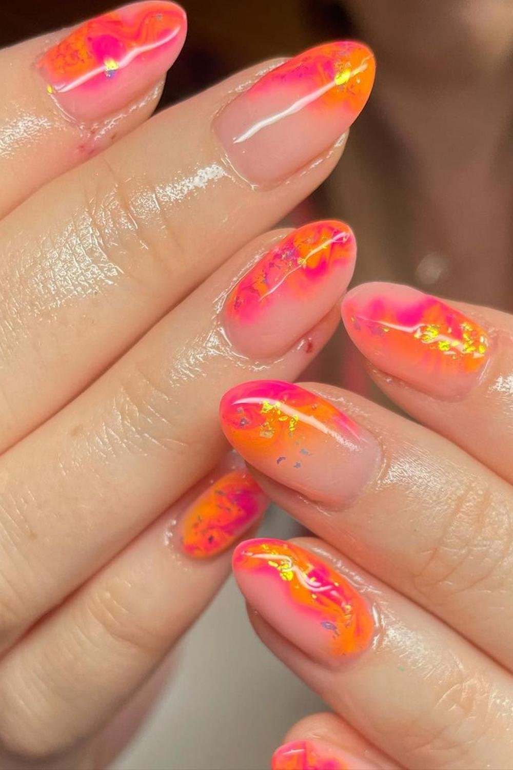 36 - Picture of Pink and Orange Nails