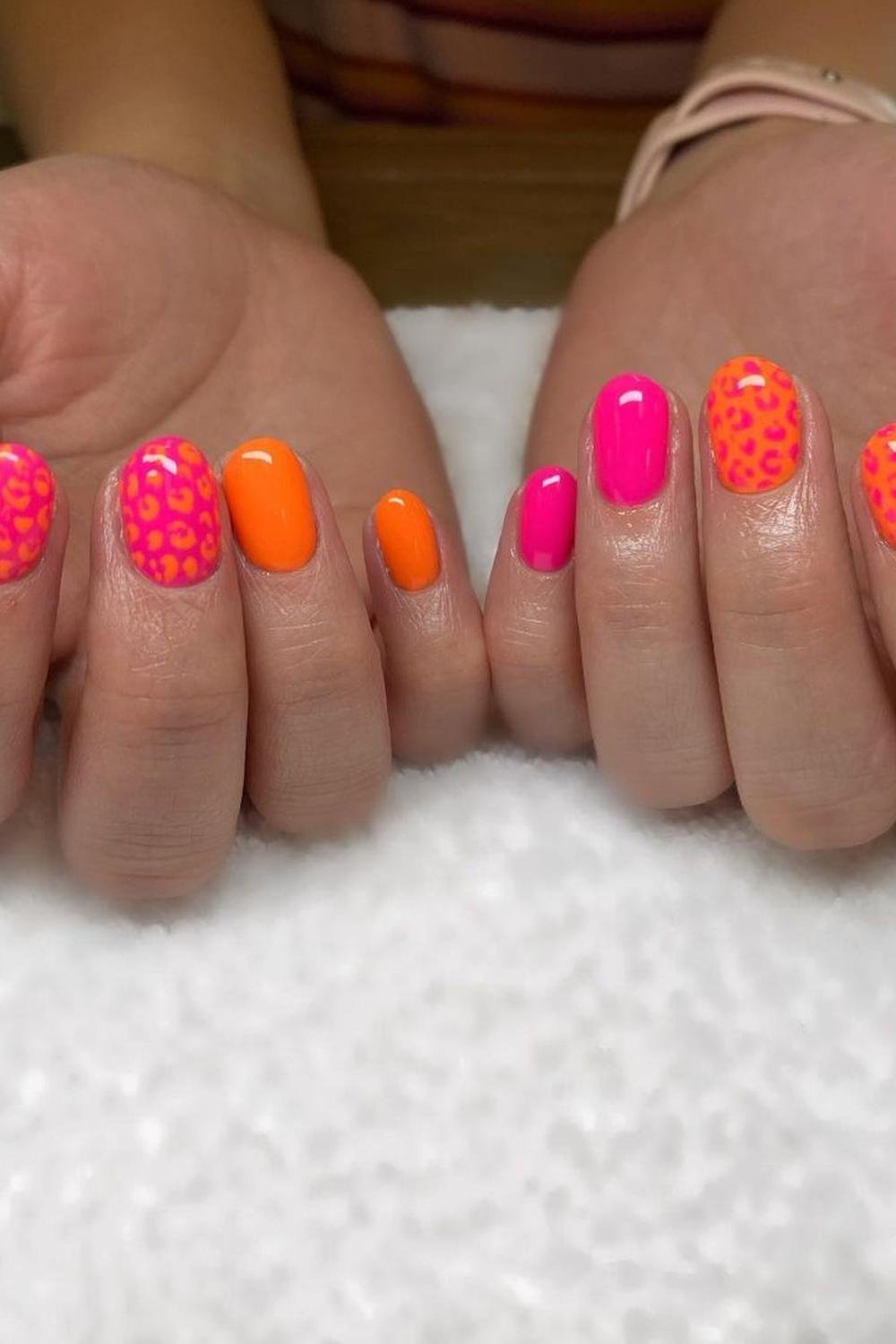 37 - Picture of Pink and Orange Nails
