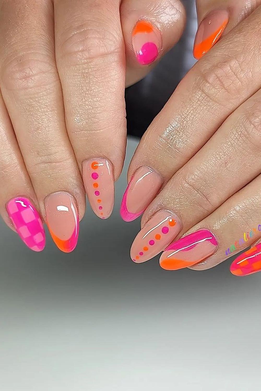 38 - Picture of Pink and Orange Nails