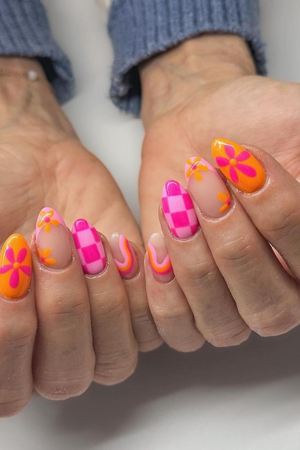 39 - Picture of Pink and Orange Nails