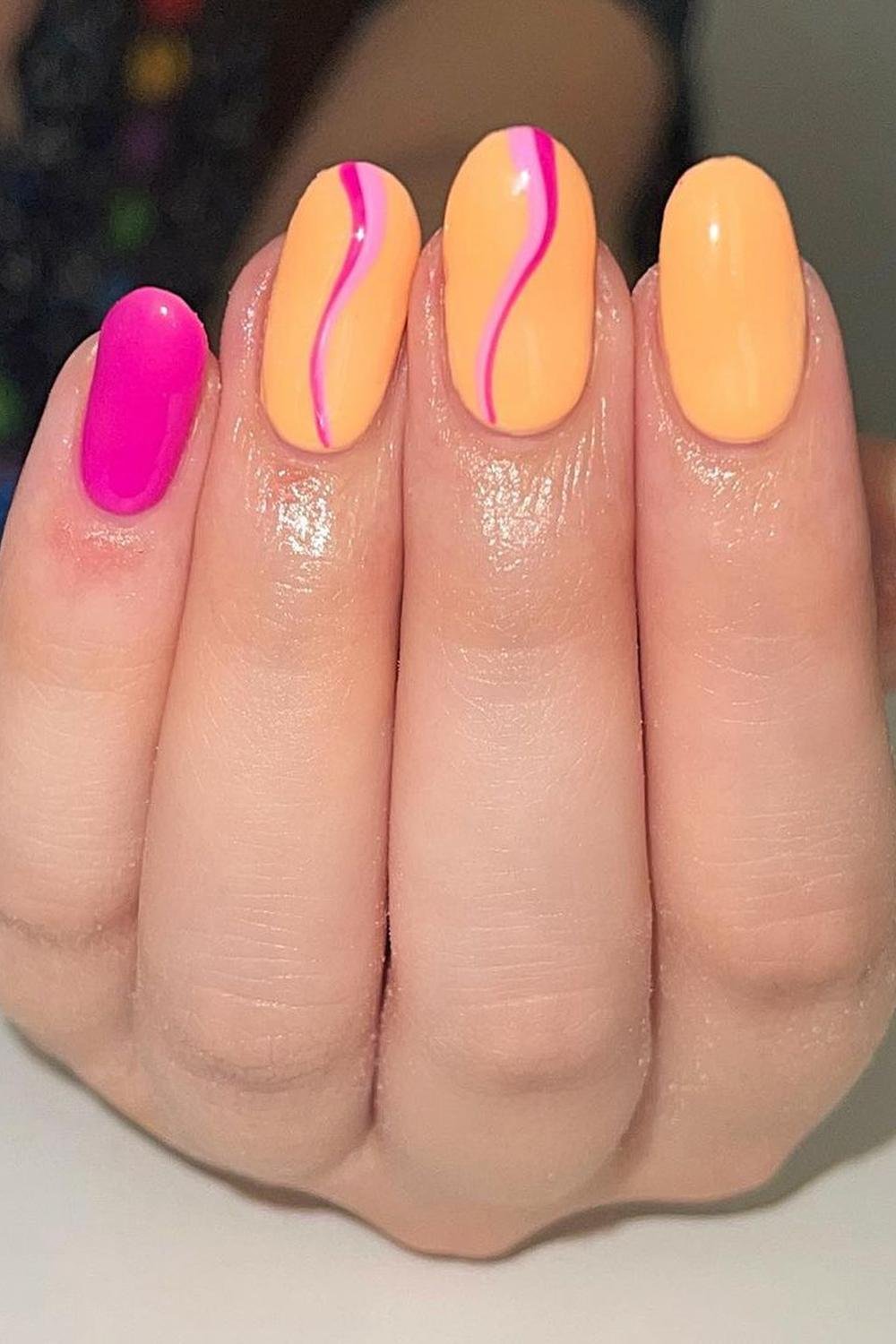 6 - Picture of Pink and Orange Nails