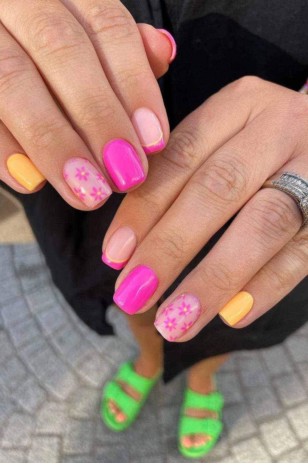 9 - Picture of Pink and Orange Nails