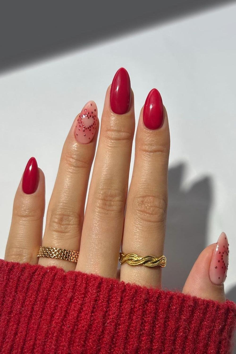 1 - Picture of Red Chrome Nails