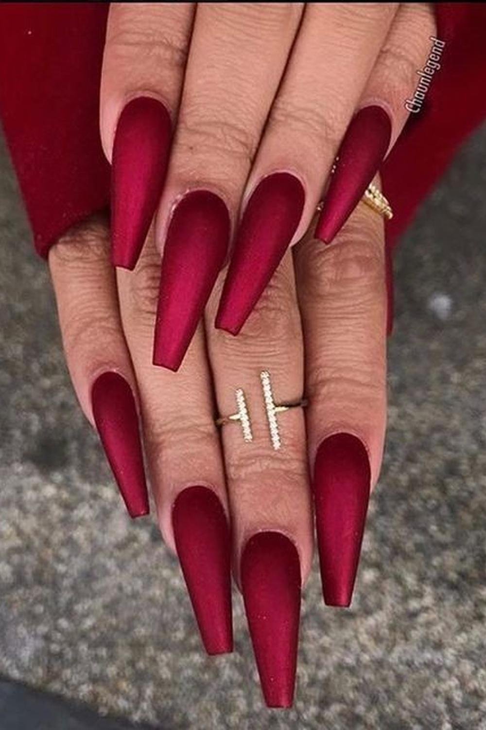 15 - Picture of Red Chrome Nails