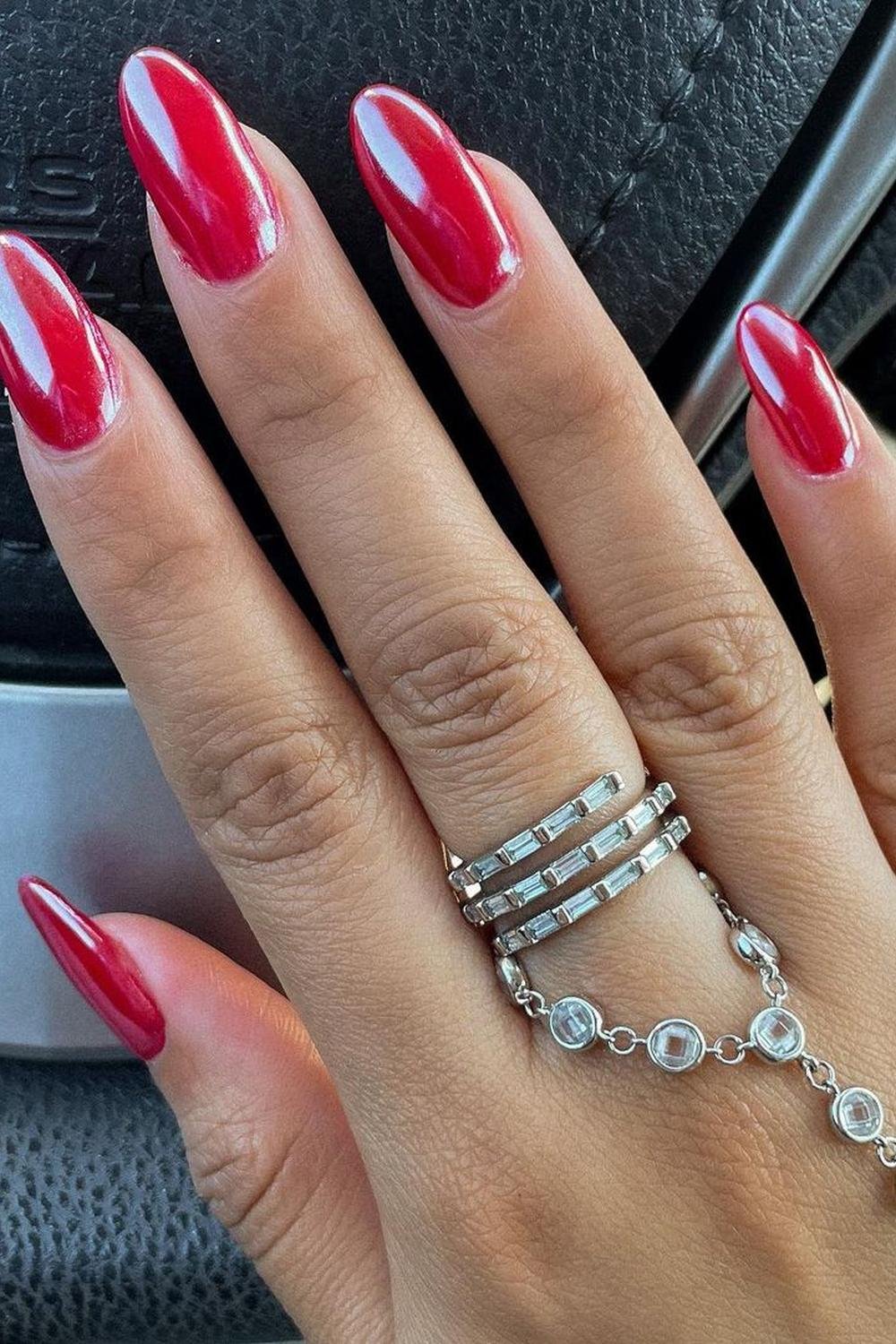 17 - Picture of Red Chrome Nails