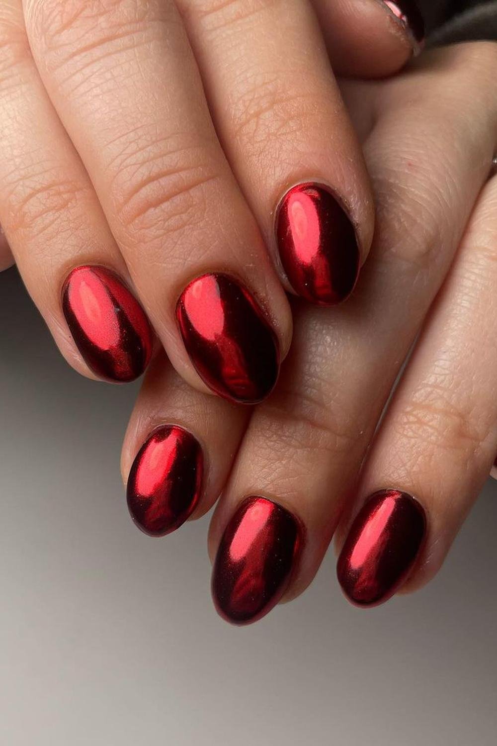 21 - Picture of Red Chrome Nails