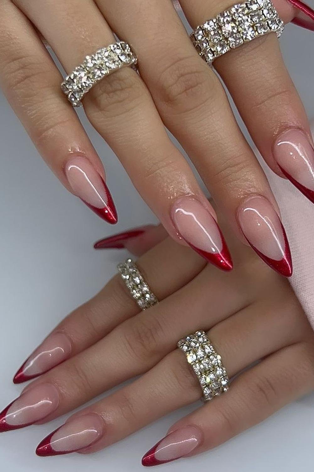 26 - Picture of Red Chrome Nails