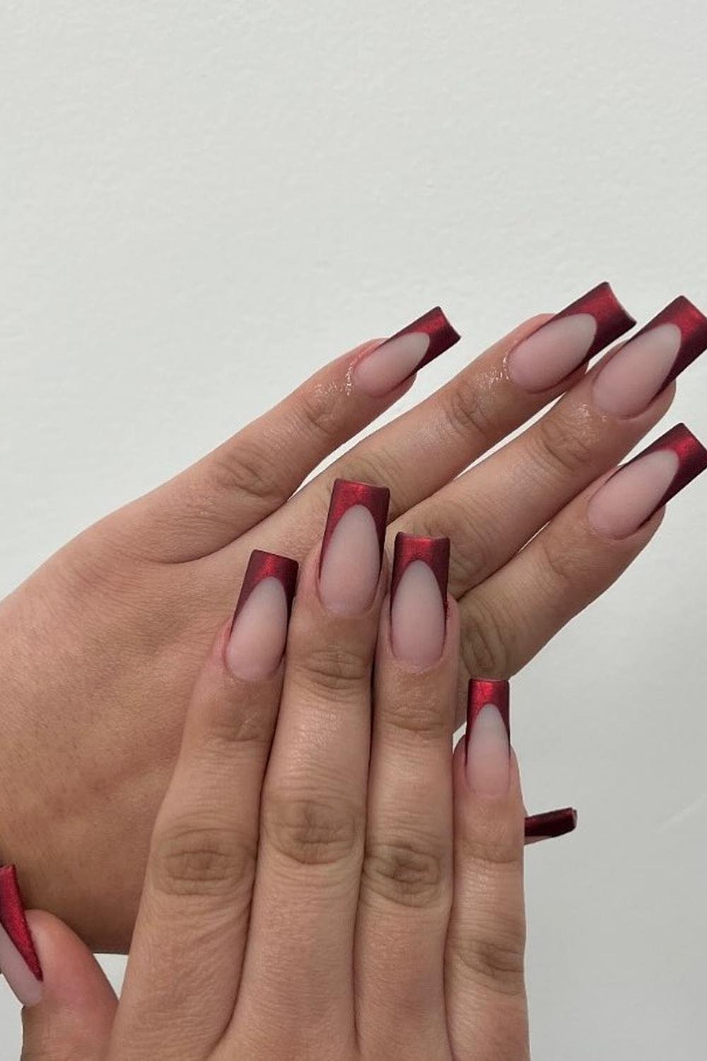 29 - Picture of Red Chrome Nails