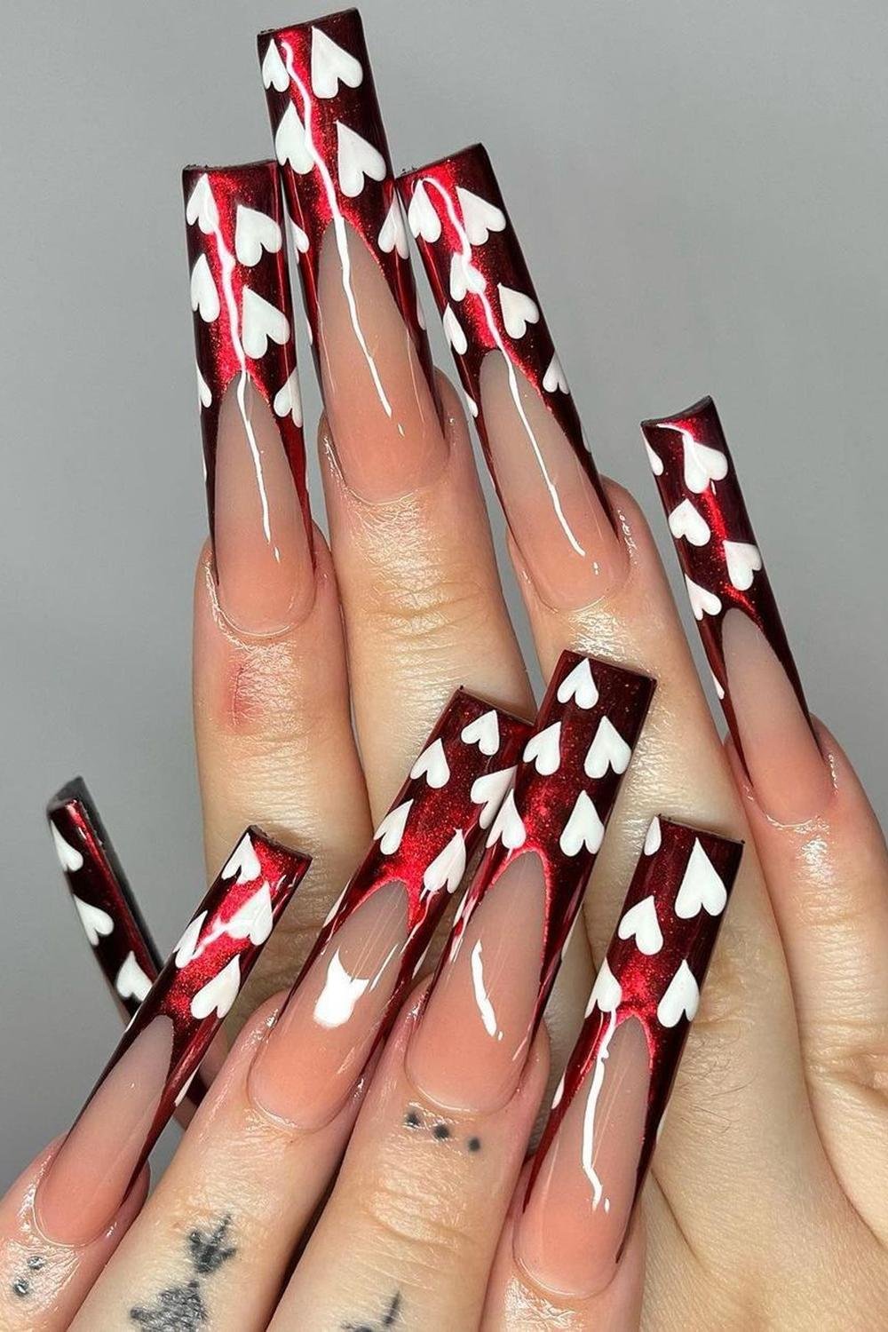 4 - Picture of Red Chrome Nails