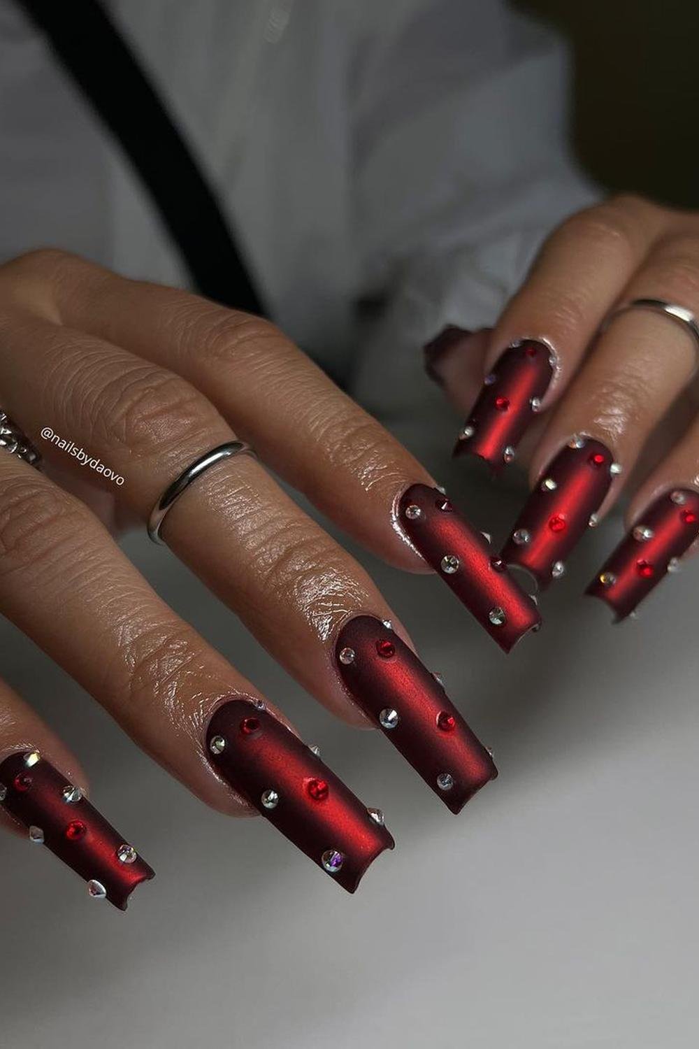 8 - Picture of Red Chrome Nails