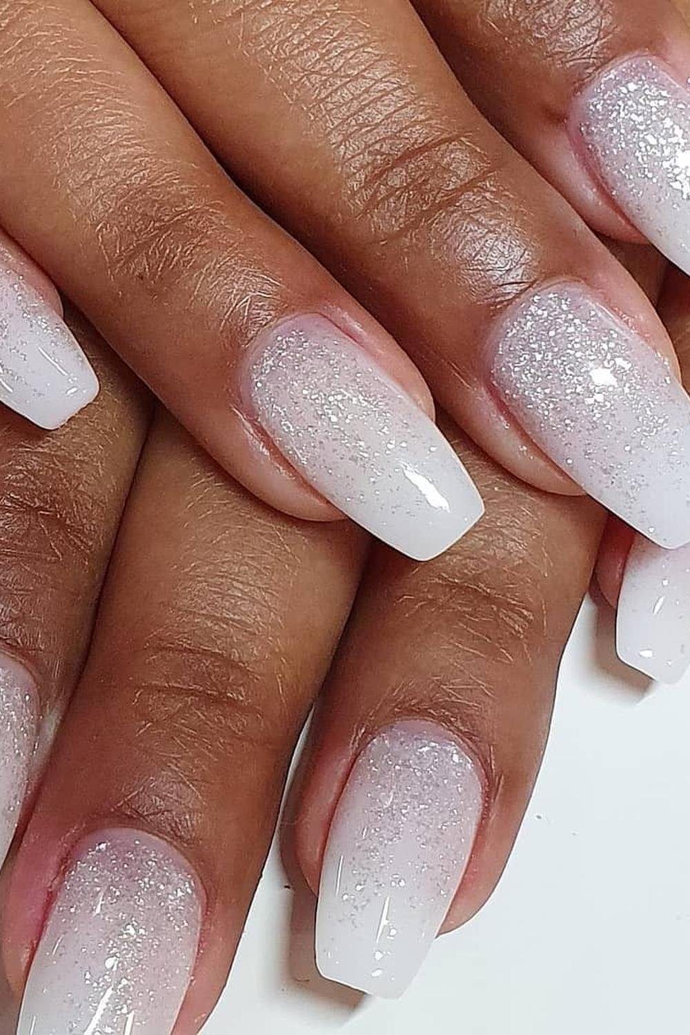 10 - Picture of White Glitter Nails