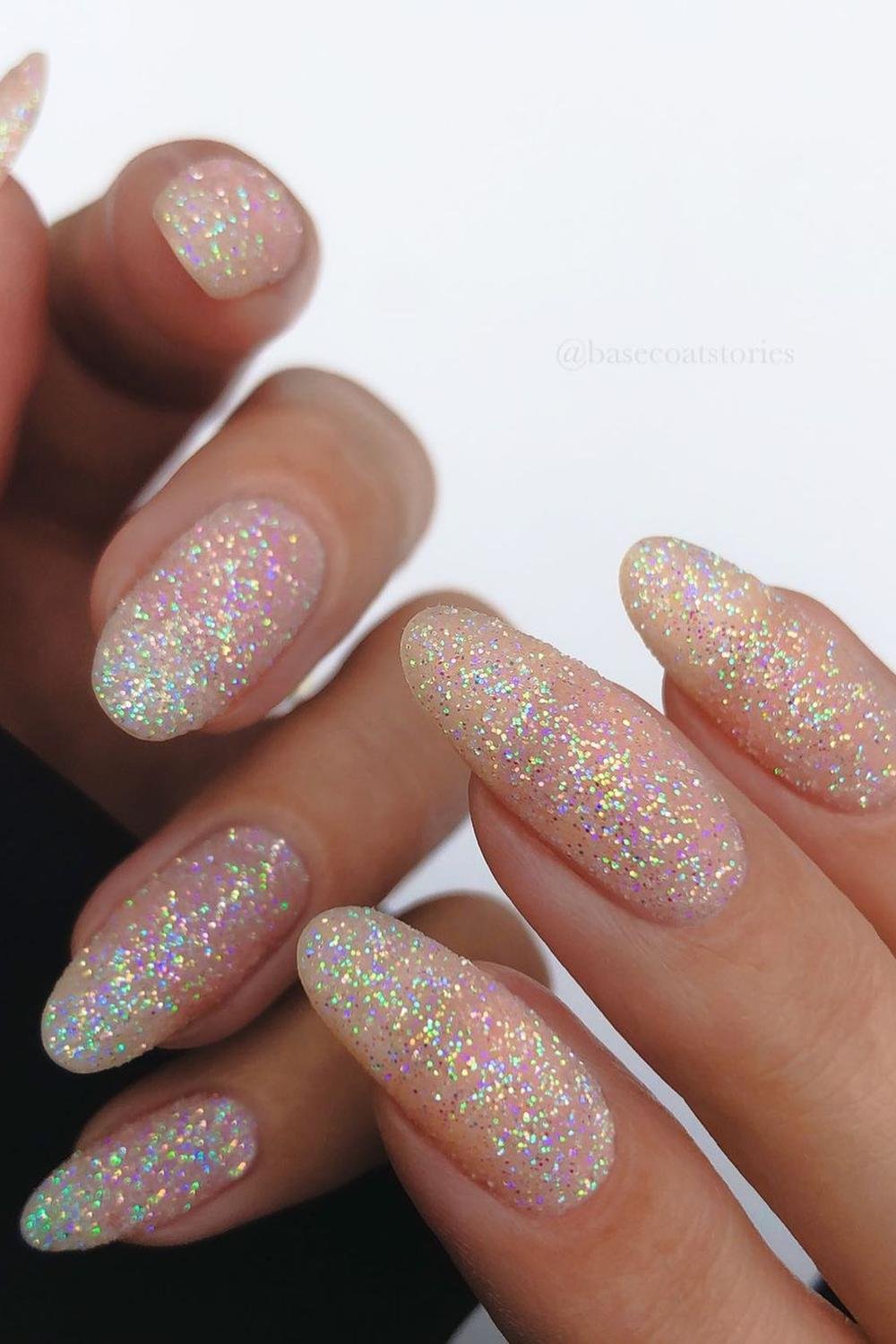 20 - Picture of White Glitter Nails