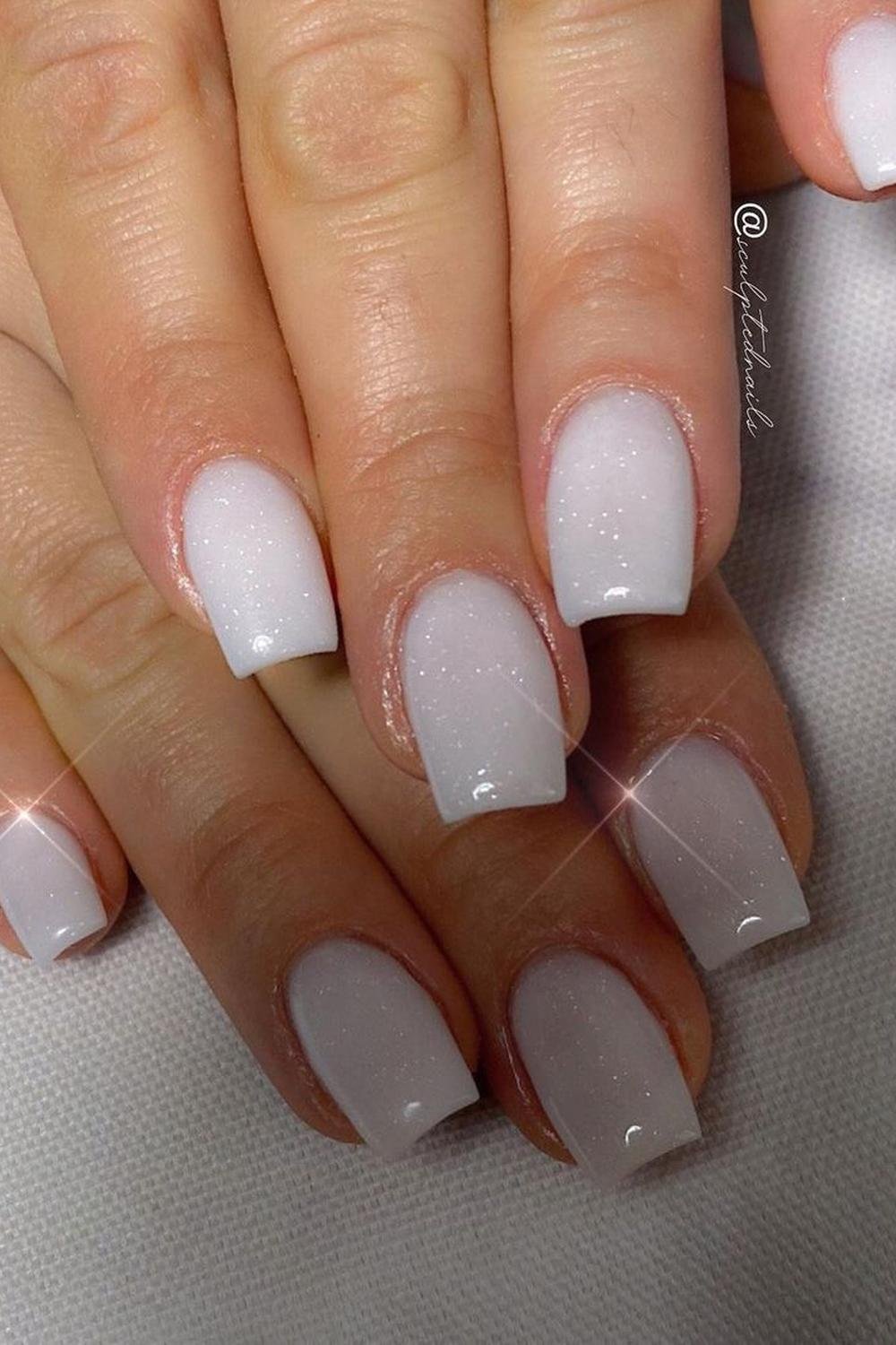 8 - Picture of White Glitter Nails