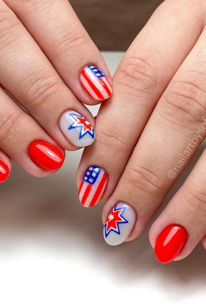 fourth of july marble nails