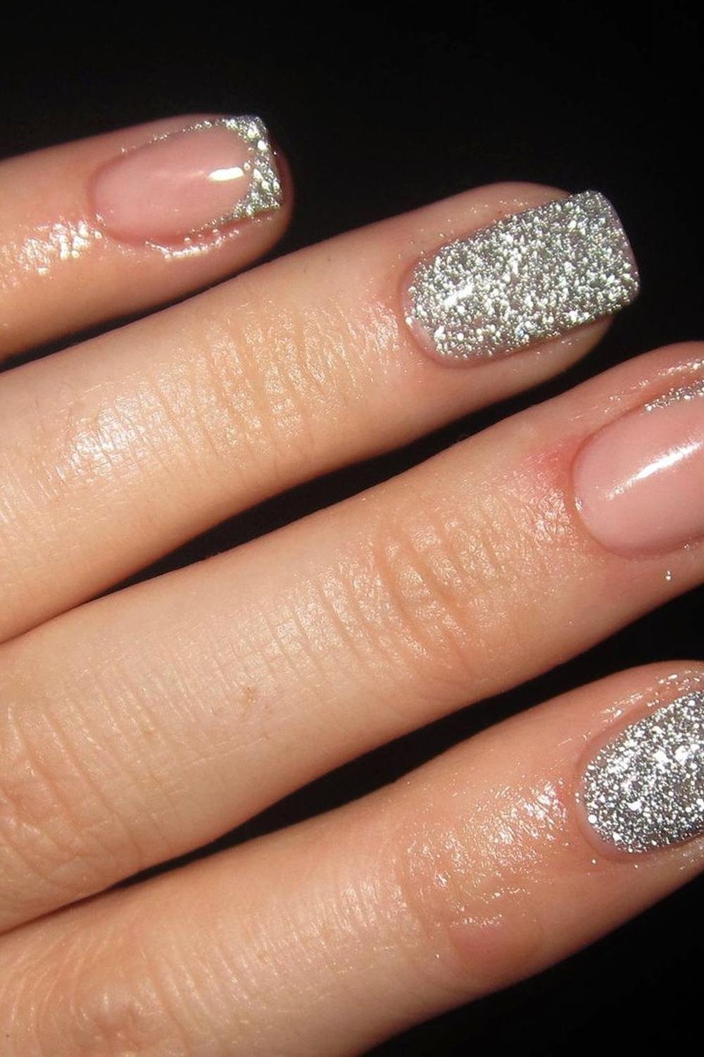 12 - Picture of Silver Glitter Nails