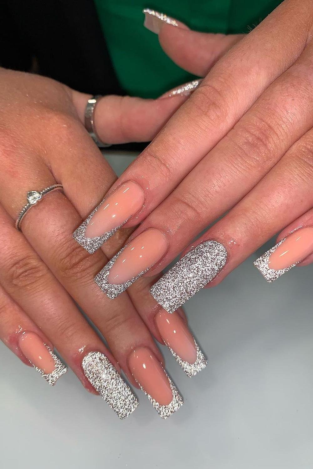 20 - Picture of Silver Glitter Nails