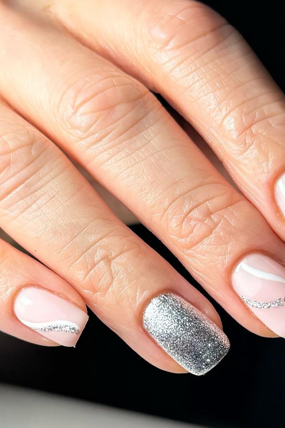 8 - Picture of Silver Glitter Nails